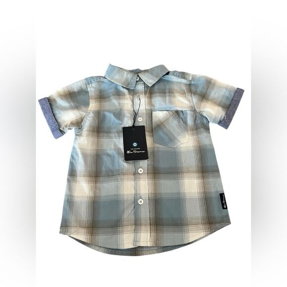 Plaid Kids Shirt in Blue and Gray - Picture 1 of 3